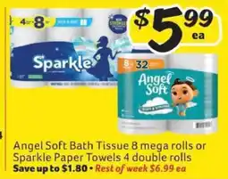 Winn Dixie Angel Soft Bath Tissue or Sparkle Paper Towels offer