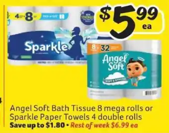 Angel Soft Bath Tissue or Sparkle Paper Towels