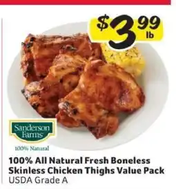 Winn Dixie 100% All Natural Fresh Boneless Skinless Chicken Thighs Value Pack offer