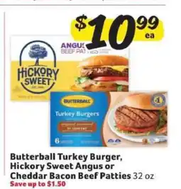 Winn Dixie Butterball Turkey Burger, Hickory Sweet Angus or Cheddar Bacon Beef Patties offer