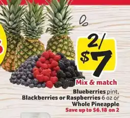 Winn Dixie Blueberries, Blackberries, Raspberries, Whole Pineapple offer