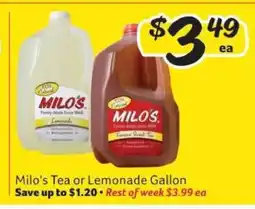 Winn Dixie Milo's Tea or Lemonade Gallon offer