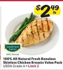 Winn Dixie Sanderson Farms 100% All Natural Fresh Boneless Skinless Chicken Breasts Value Pack offer