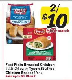 Winn Dixie Fast Fixin' Breaded Chicken or Tyson Stuffed Chicken Breast offer