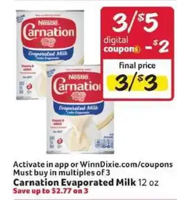 Winn Dixie Carnation Evaporated Milk offer