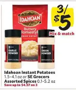 Winn Dixie Idahoan Instant Potatoes or SE Grocers Assorted Spices offer