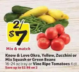 Winn Dixie Know & Love Okra, Yellow, Zucchini or Mix Squash or Green Beans offer