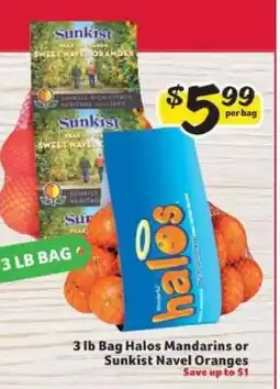 Winn Dixie 3 lb Bag Halos Mandarins or Sunkist Navel Oranges offer