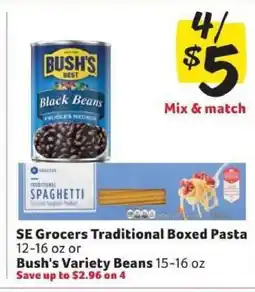 Winn Dixie SE Grocers Traditional Boxed Pasta or Bush's Variety Beans offer