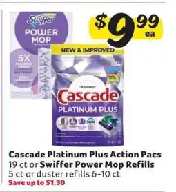Winn Dixie Cascade Platinum Plus Action Pacs or Swiffer Power Mop Refills offer