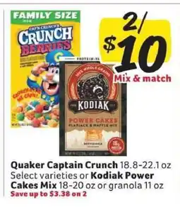 Winn Dixie Quaker Captain Crunch or Kodiak Power Cakes Mix offer
