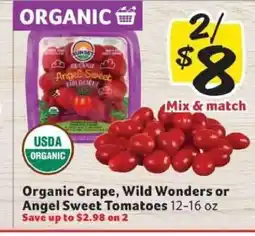 Winn Dixie Organic Grape, Wild Wonders or Angel Sweet Tomatoes offer
