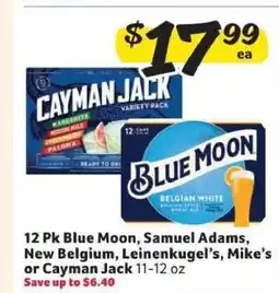 Winn Dixie 12 Pk Blue Moon, Samuel Adams, New Belgium, Leinenkugel's, Mike's or Cayman Jack offer