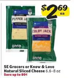 Winn Dixie SE Grocers or Know & Love Natural Sliced Cheese offer