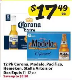 Winn Dixie 12 Pk Corona, Modelo, Pacifico, Heineken, Stella Artois or Dos Equis offer