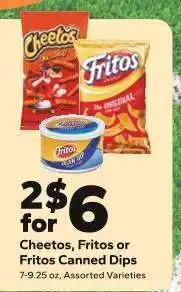 Save a Lot Cheetos, Fritos or Fritos Canned Dips offer