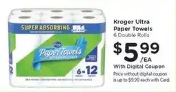 Kroger Kroger Ultra Paper Towels offer