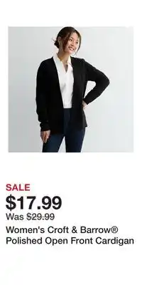 Kohl's Women's Croft & Barrow Polished Open Front Cardigan offer