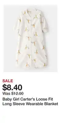 Kohl's Baby Girl Carter's Loose Fit Long Sleeve Wearable Blanket offer