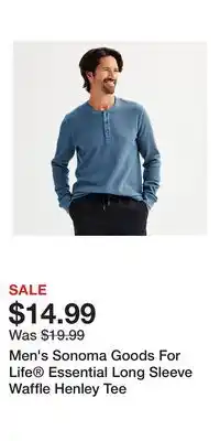Kohl's Men's Sonoma Goods For Life Essential Long Sleeve Waffle Henley Tee offer
