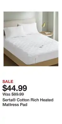 Kohl's Serta Cotton Rich Heated Mattress Pad offer