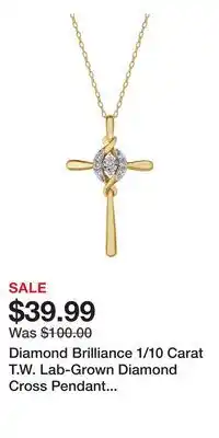 Kohl's Diamond Brilliance 1/10 Carat T.W. Lab-Grown Diamond Cross Pendant Necklace offer