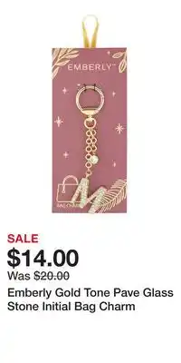 Kohl's Emberly Gold Tone Pave Glass Stone Initial Bag Charm offer