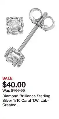 Kohl's Diamond Brilliance Sterling Silver 1/10 Carat T.W. Lab-Created Diamond Round Miracle Stud Earrings offer