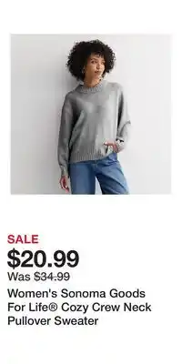 Kohl's Women's Sonoma Goods For Life Cozy Crew Neck Pullover Sweater offer