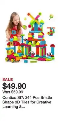 Kohl's Contixo St7: 244 Pcs Bristle Shape 3D Tiles for Creative Learning & Sensory Play, Ages 3-8 offer