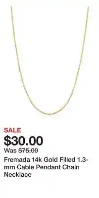 Kohl's Fremada 14k Gold Filled 1.3-mm Cable Pendant Chain Necklace offer