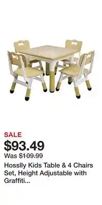 Kohl's Hosslly Kids Table & 4 Chairs Set, Height Adjustable with Graffiti Top for Home & Classroom offer