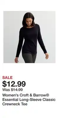 Kohl's Women's Croft & Barrow Essential Long-Sleeve Classic Crewneck Tee offer
