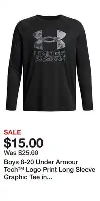 Kohl's Boys 8-20 Under Armour Tech Logo Print Long Sleeve Graphic Tee in Regular & Husky offer