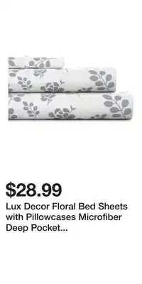 Kohl's Lux Decor Floral Bed Sheets with Pillowcases Microfiber Deep Pocket Printed Sheet Set offer