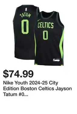 Dick's Sporting Goods Nike Youth 2024-25 City Edition Boston Celtics Jayson Tatum #0 Swingman Jersey offer