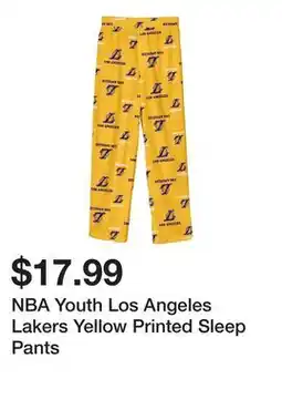 Dick's Sporting Goods NBA Youth Los Angeles Lakers Yellow Printed Sleep Pants offer