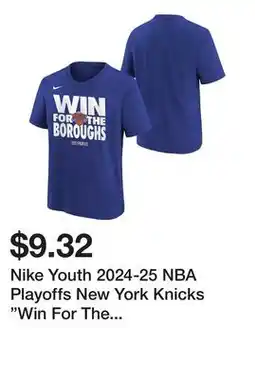 Dick's Sporting Goods Nike Youth 2024-25 NBA Playoffs New York Knicks Win For The Borough Mantra Blue T-Shirt offer