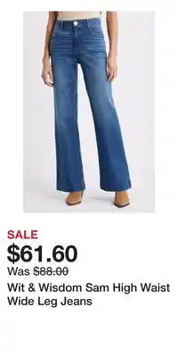 Nordstrom Wit & Wisdom Sam High Waist Wide Leg Jeans offer