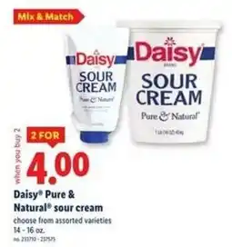 Lidl Daisy Pure and Natural sour cream offer