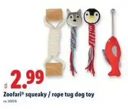 Lidl Zoofari squeaky and rope tug dog toy offer