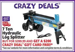 Ocean State Job Lot 7-Ton Hydraulic Log Splitter Blue offer