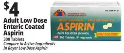 Ocean State Job Lot Health Star 81 mg Adult Low Dose Aspirin Pain Reliever 300 Tablets offer