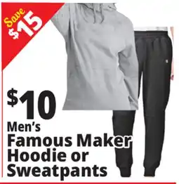 Ocean State Job Lot Men's Famous Maker Hoodie or Sweatpants offer