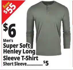 Ocean State Job Lot Men's Super Soft Henley Long Sleeve T-Shirt offer