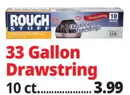 Ocean State Job Lot Rough Stuff 30 Gal Outdoor Trash Bags with Drawstring 10 ct offer