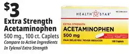 Ocean State Job Lot Health Star 500 mg Acetaminophen Pain Reliever 100 Caplets offer