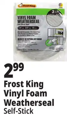 Ocean State Job Lot Frost King Vinyl Foam Self-Stick Weatherseal offer