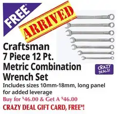 Ocean State Job Lot Craftsman 7 Piece 12 Pt. Metric Combination Wrench Set offer