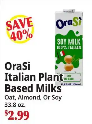Ocean State Job Lot OraSi Italian Plant Based Milks offer